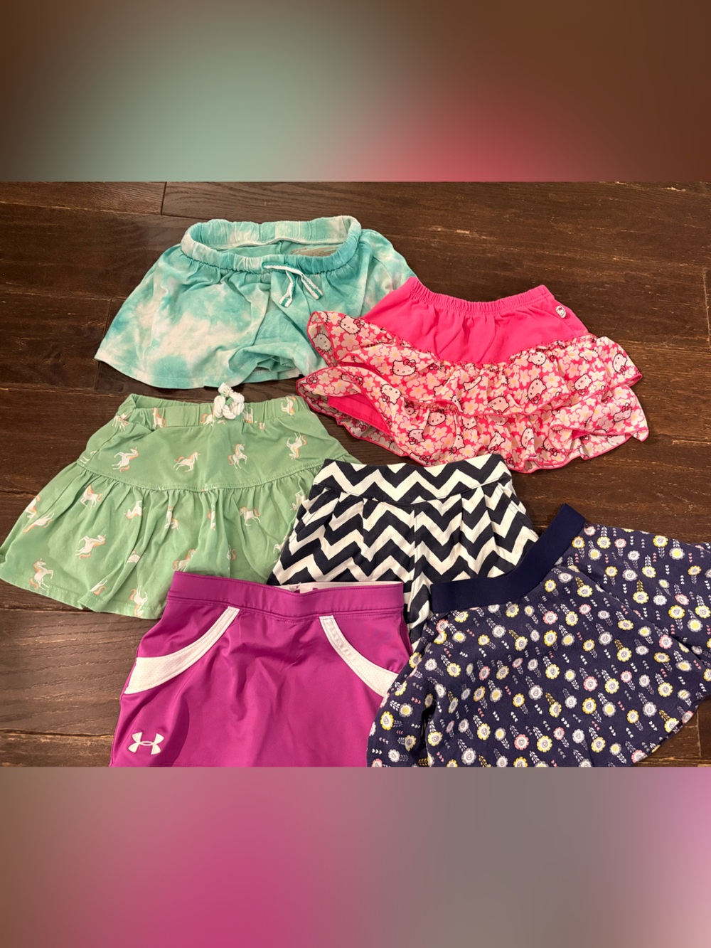 Mixed Girls Skirt lot of 6 - Pink, Navy, Mint, Black & White